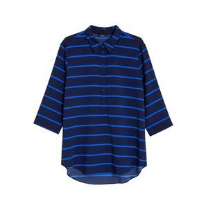 Apt 9 Polo Button Front Top Shirt Blouse Womens Stripe Black Blue L